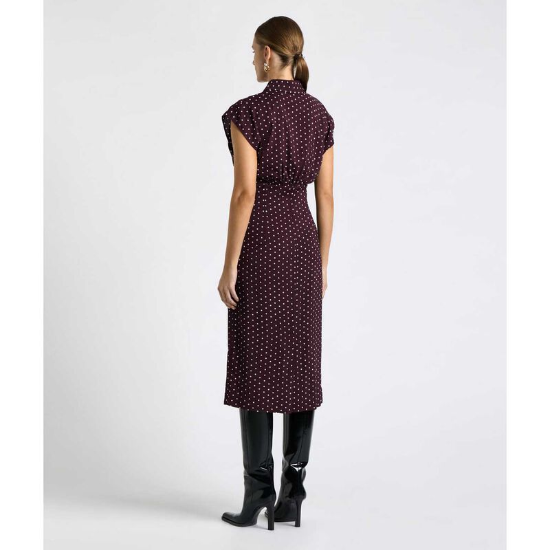 Cue Plum Polka Dot Collared Midi Dress image number 1